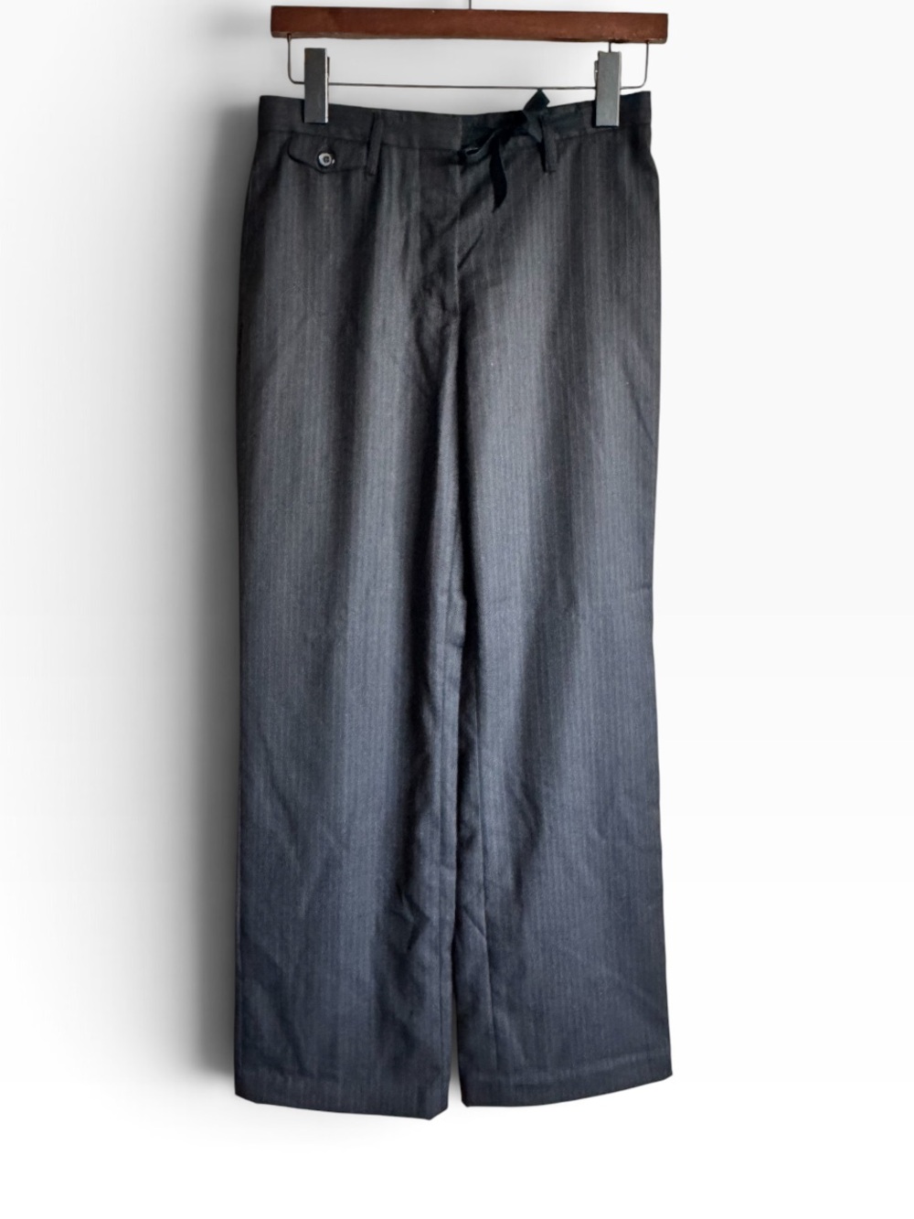 Prada Women's Charcoal Gray Wide-Leg Trousers